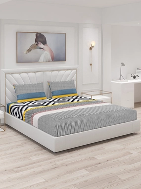 145 GSM Polyester Double Bed Bedsheet with 2 Pillow Covers