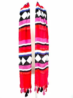 Kate Spade VISCOSE Multi-Color Geometric Tassels Scarf