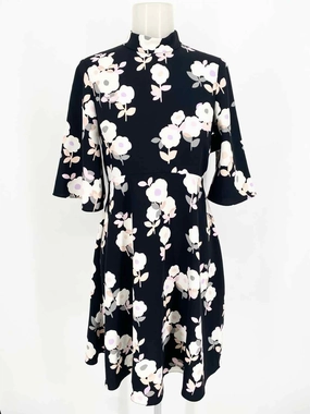 Kate Spade Posey Swing Women's Black / Pink A-Line Floral Size M Dress