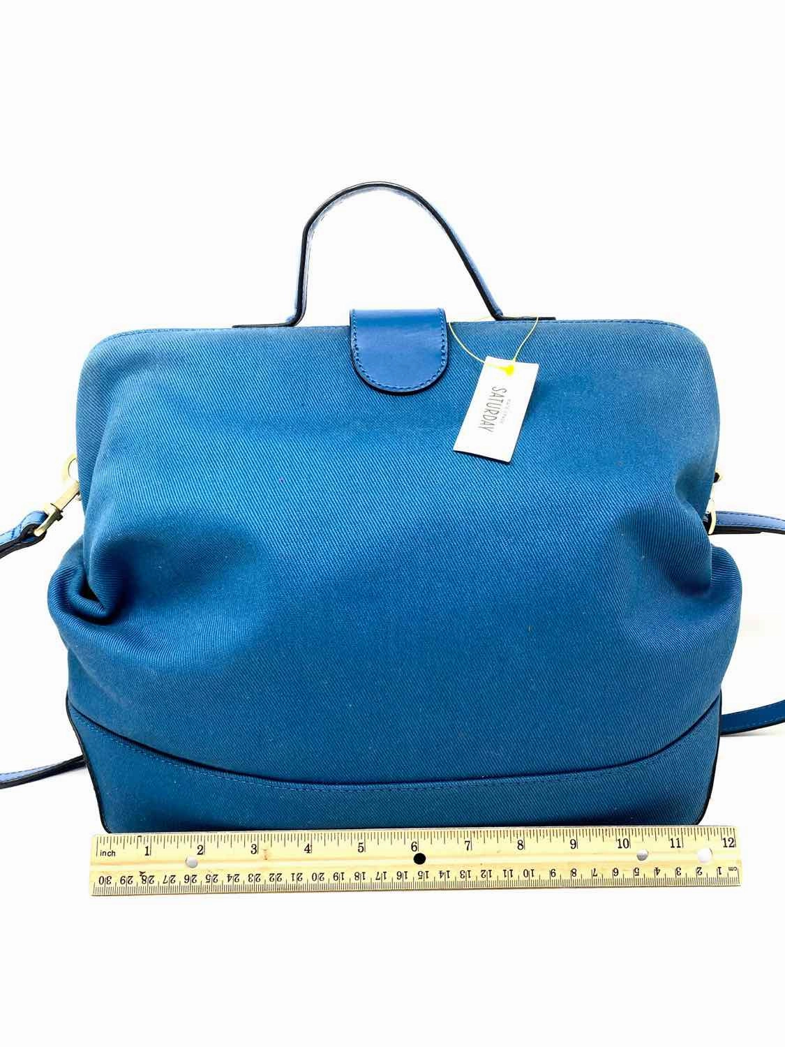 Kate Spade Saturday Utility Bag Canvas Blue Clamshell Satchel