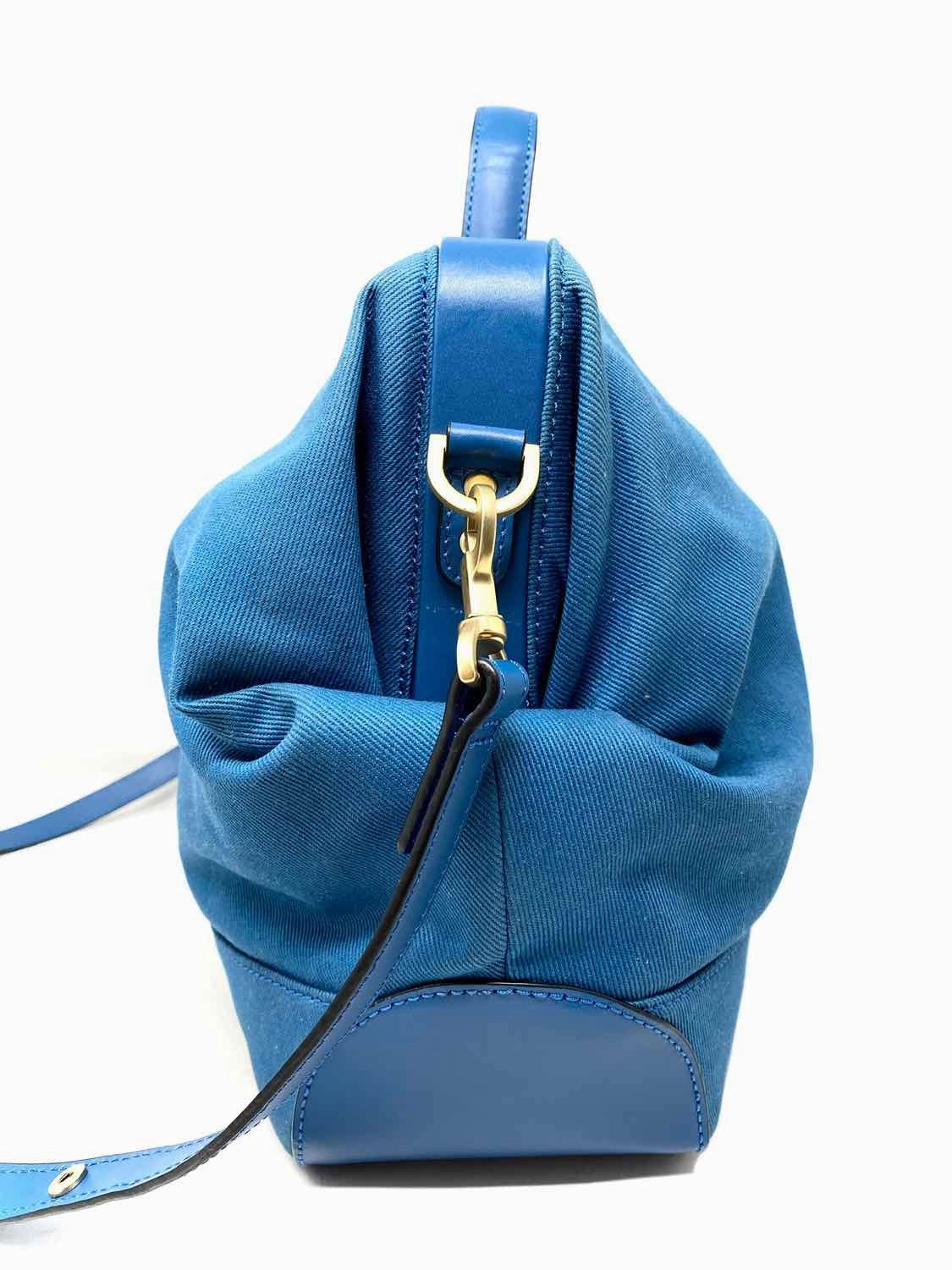Kate Spade Saturday Utility Bag Canvas Blue Clamshell Satchel