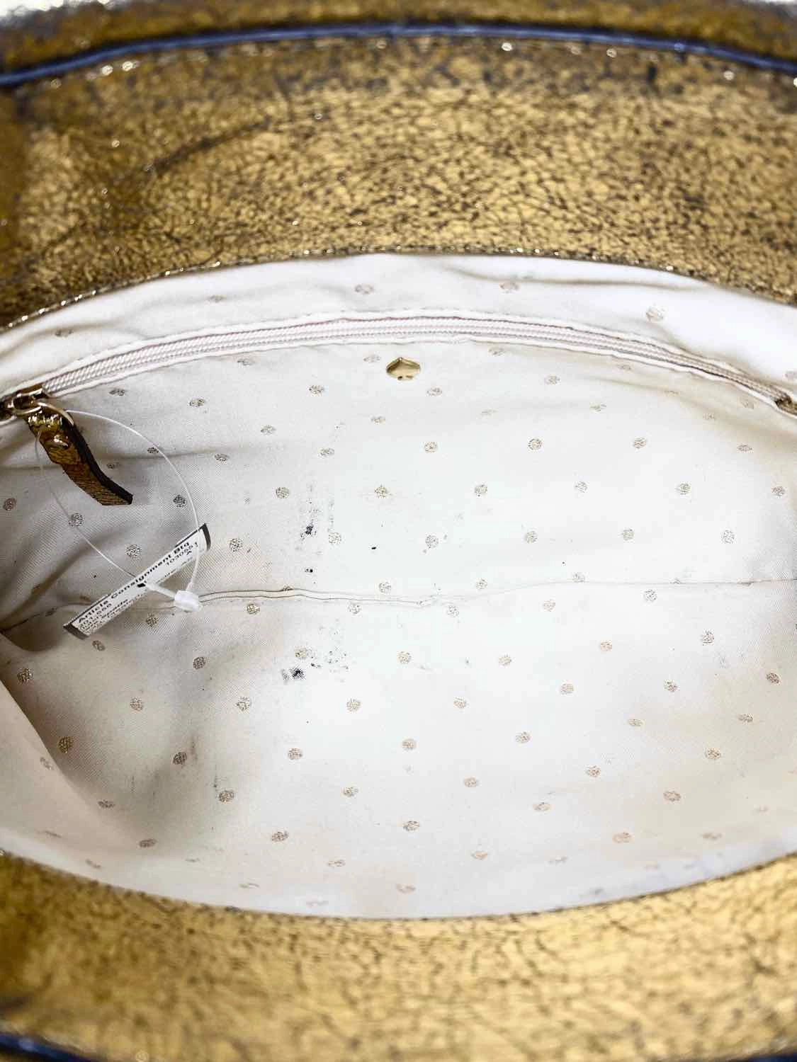 Kate Spade Starlight Drive April Gold Pleated Crackle Clutch