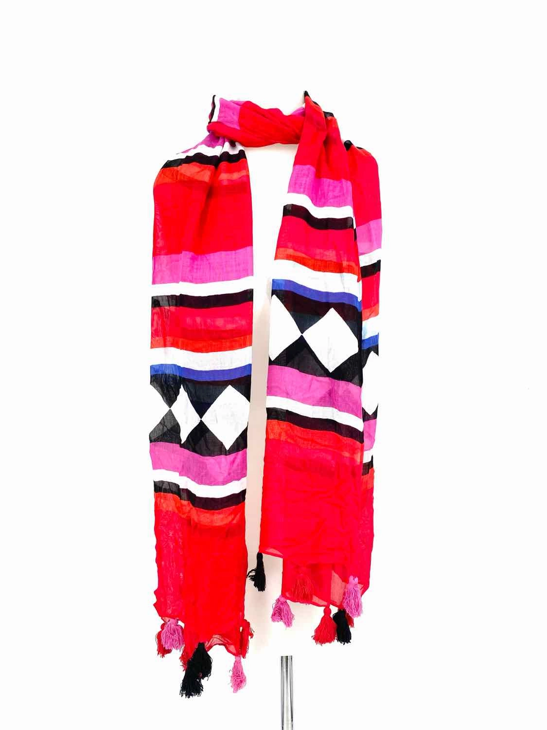 Kate Spade VISCOSE Multi-Color Geometric Tassels Scarf