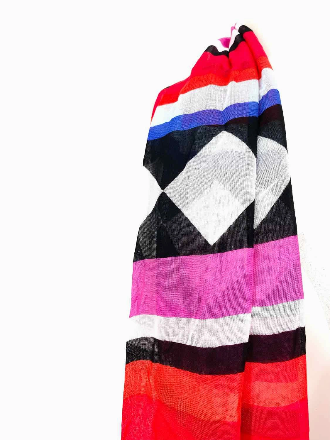 Kate Spade VISCOSE Multi-Color Geometric Tassels Scarf