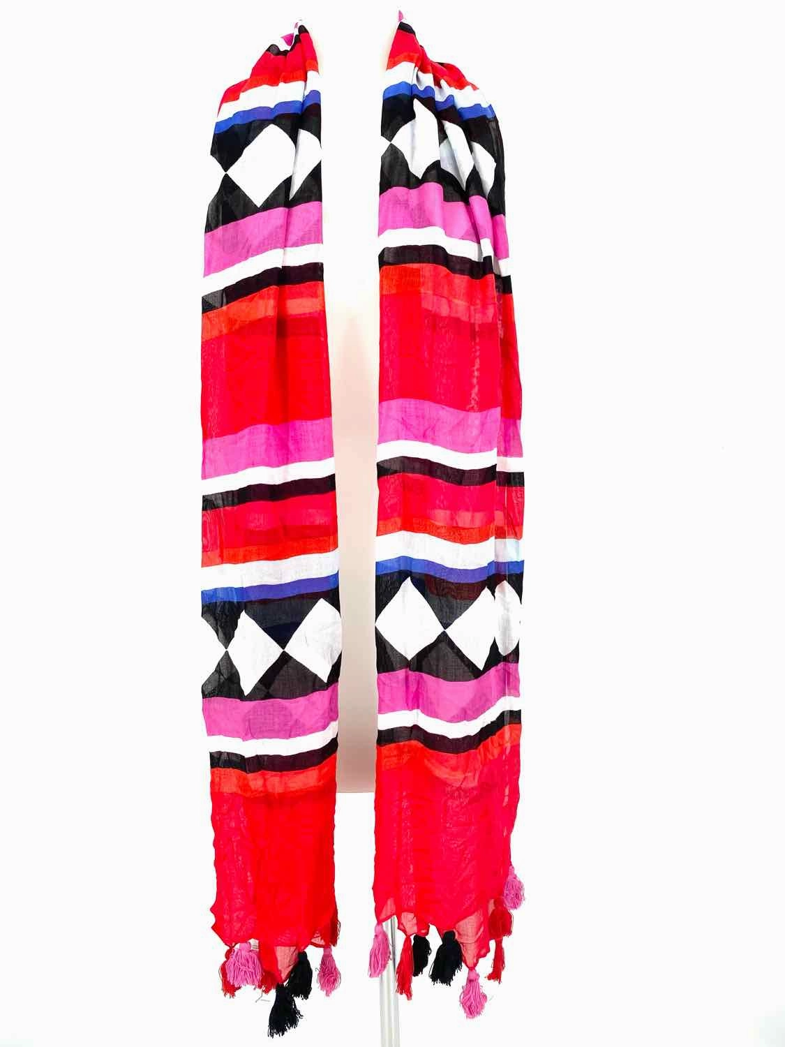 Kate Spade VISCOSE Multi-Color Geometric Tassels Scarf