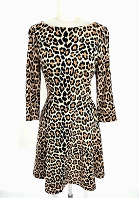 Kate Spade Women's Black / Beige A-Line Leopard Size 2 Dress