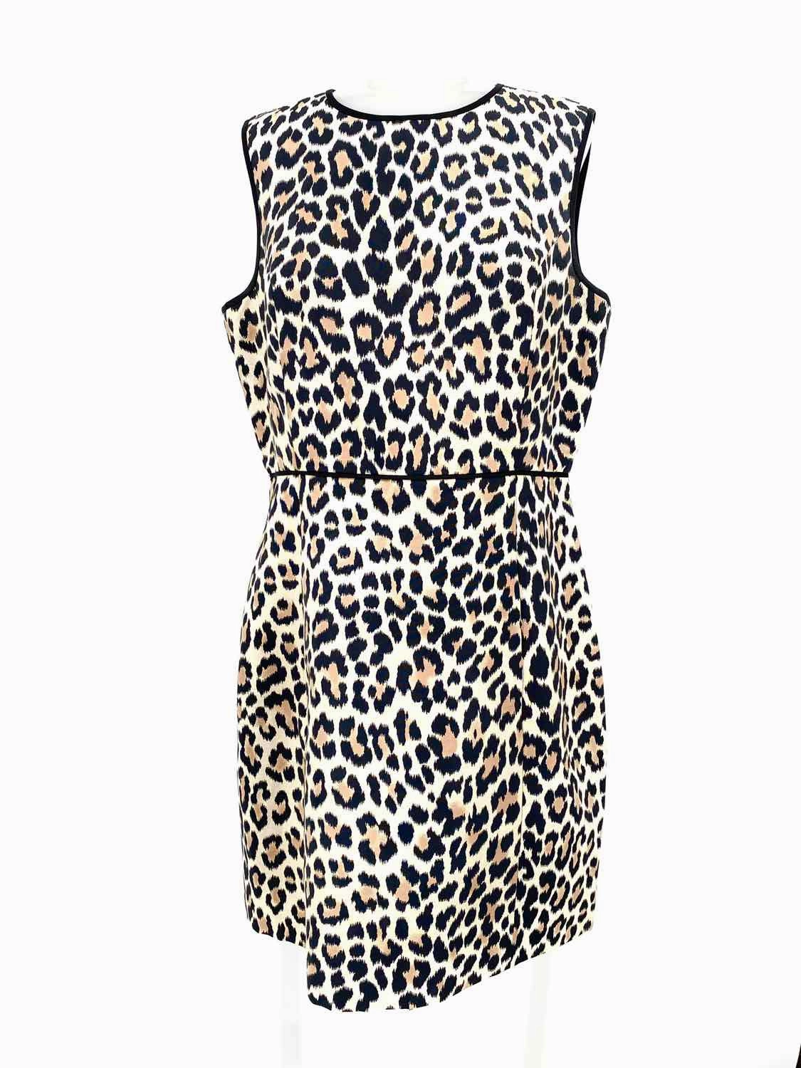 Kate Spade Women's Black/Beige Sleeveless Animal Print Size 12 Dress