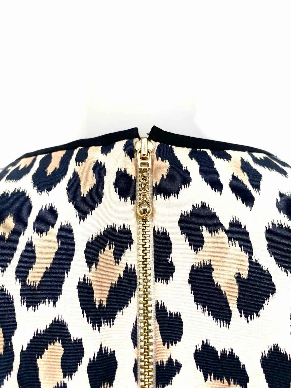 Kate Spade Women's Black/Beige Sleeveless Animal Print Size 12 Dress