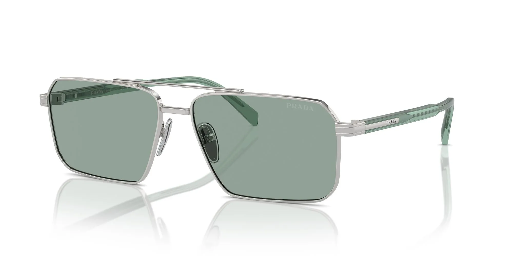 SPRA57S 1BC10G (58) silver/petrol green lens