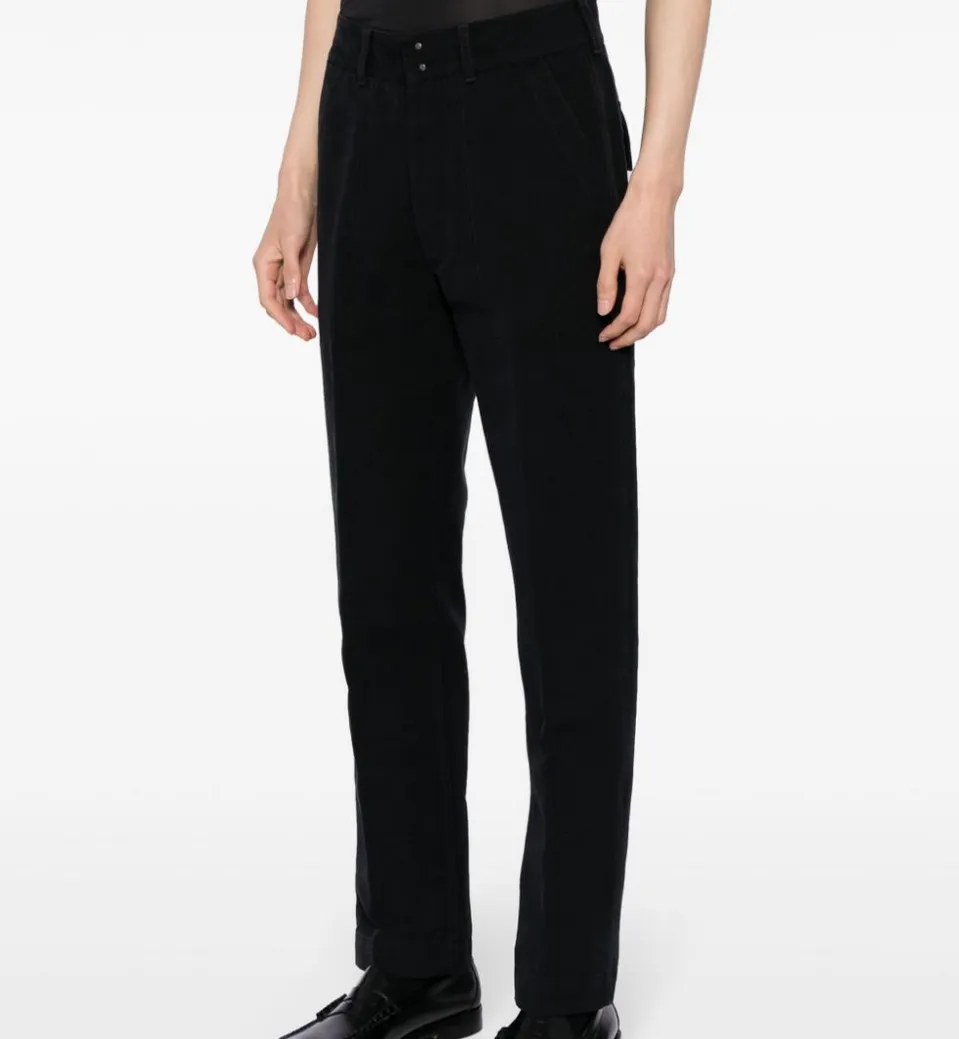 Tom Ford Mens Straight Leg Cotton Trousers in Black