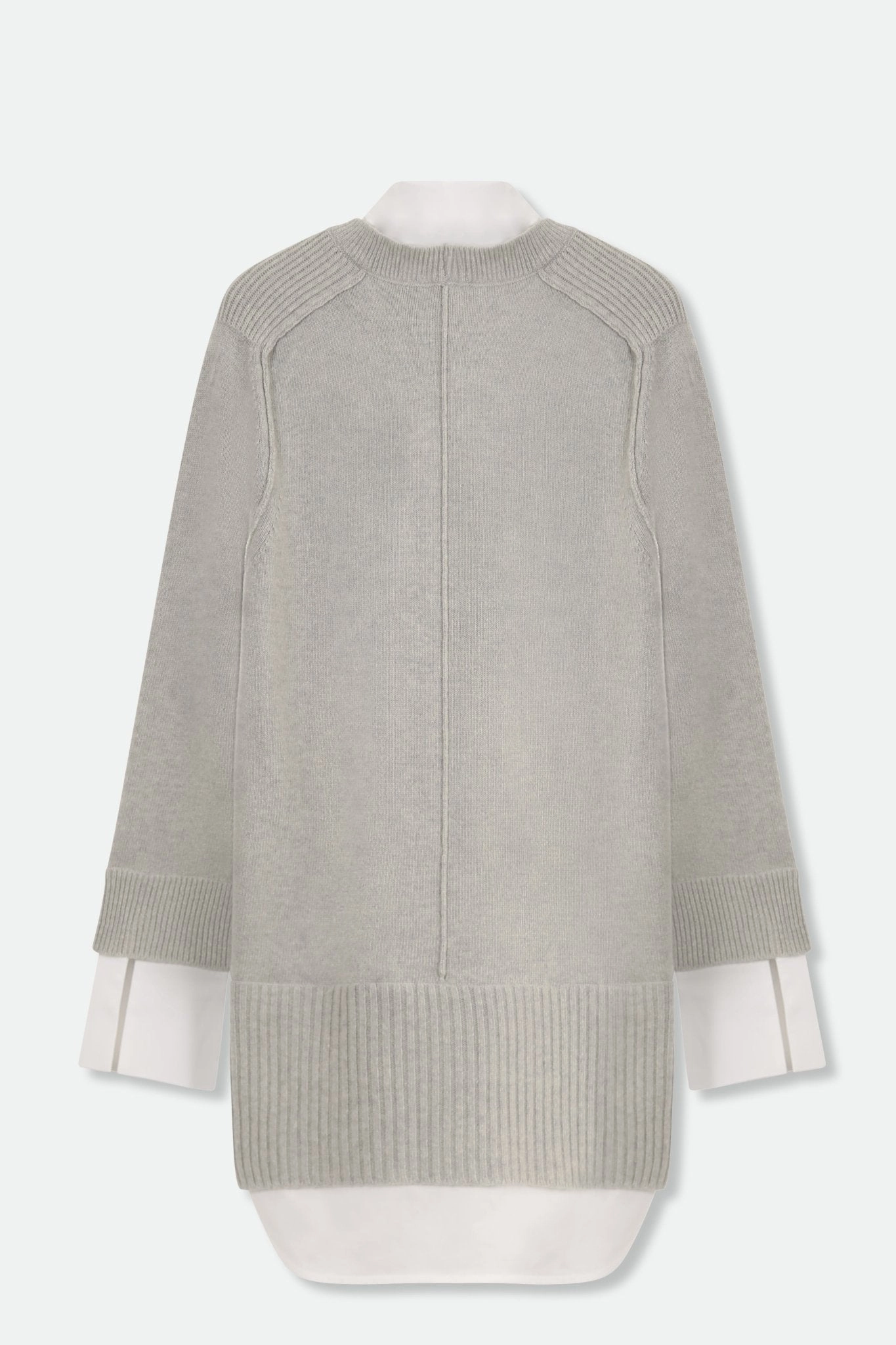 VINNIE SHIRTED V-NECK SWEATER IN FINE ITALIAN STRETCH POPLIN
