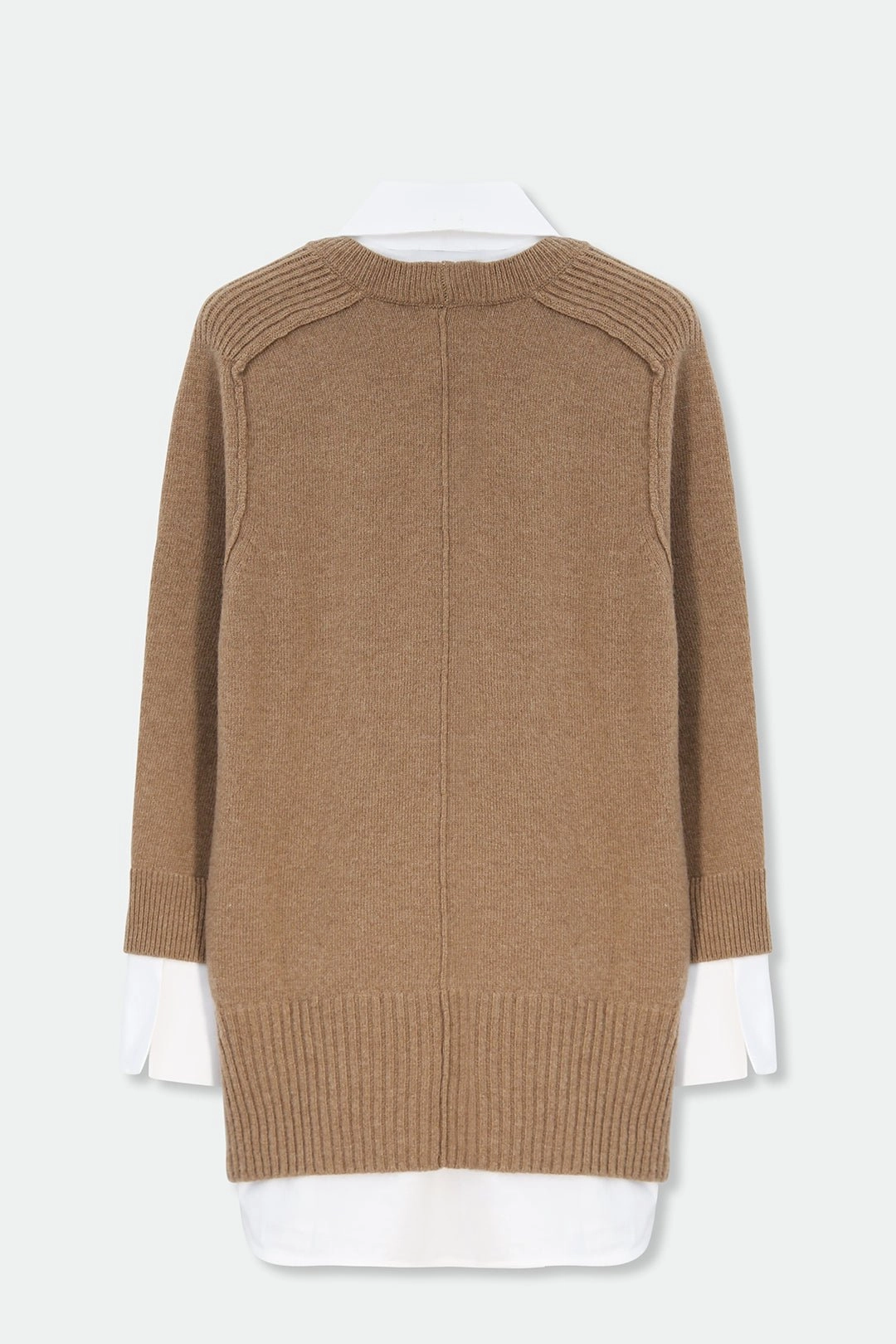 VINNIE SHIRTED V-NECK SWEATER IN FINE ITALIAN STRETCH POPLIN