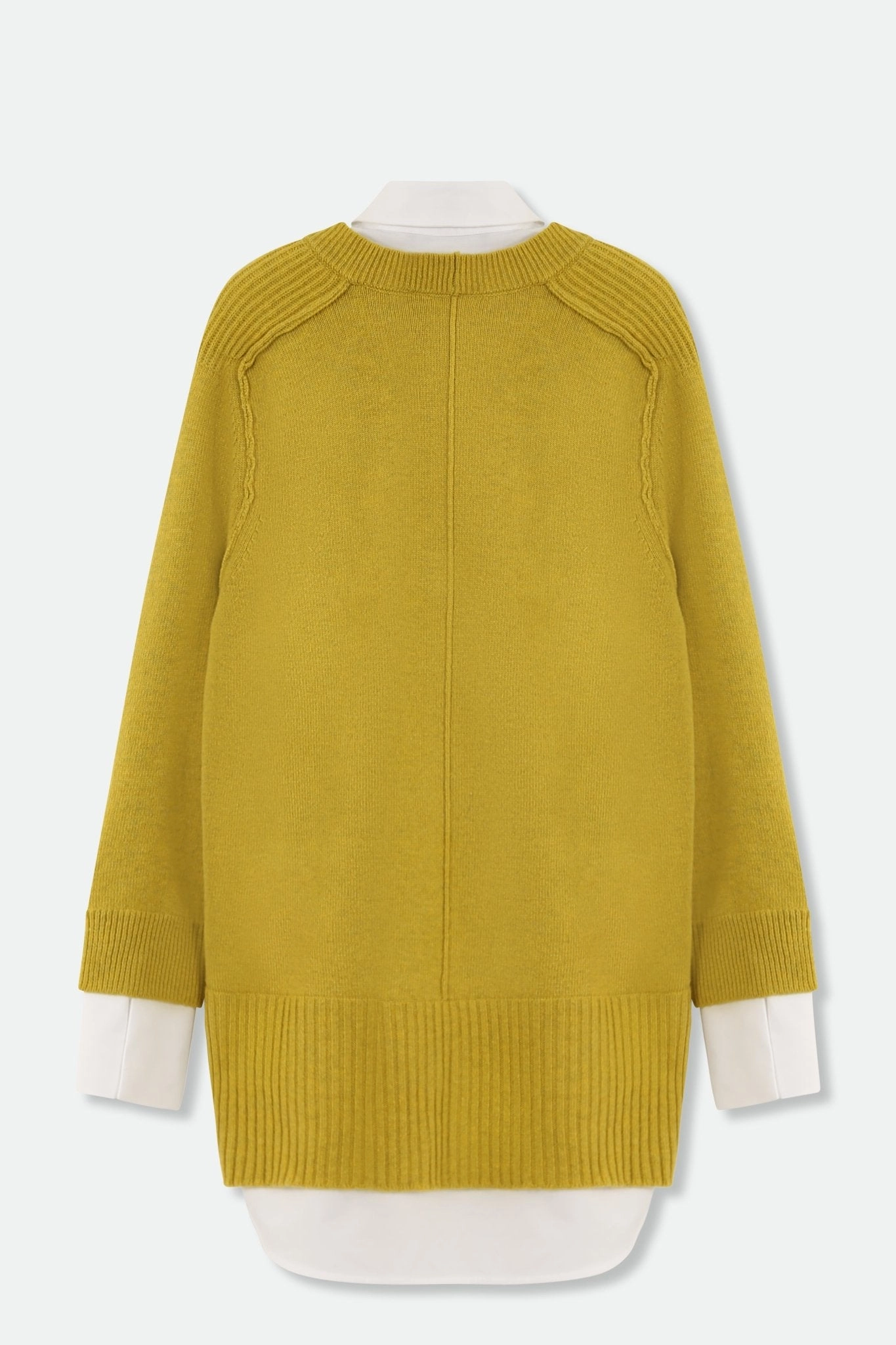 VINNIE SHIRTED V-NECK SWEATER IN FINE ITALIAN STRETCH POPLIN